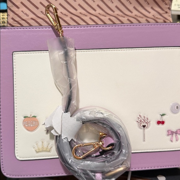 ALDO Cream and Purple Satchel with Gold Accents - Picture 15 of 15